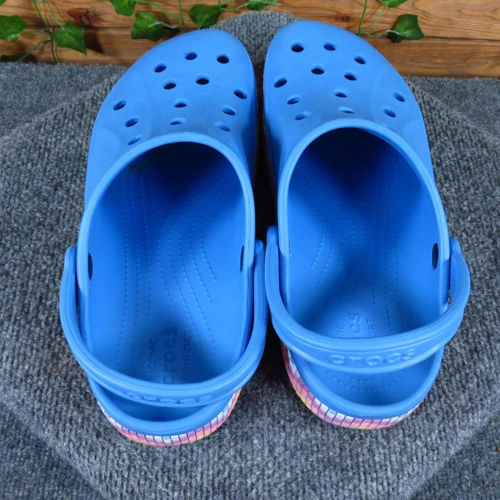 Crocs Bayaband Chevron Mens Clogs Size 12 Water Shoes Blue Multi Pattern